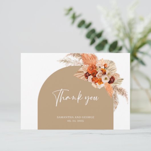 ボホ熱帯のススキがオレンジ色の錆びたアーチを焼いた サンキューカード (スタンド正面)