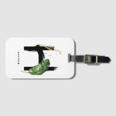 ボホ熱帯サボテンレターHモノグラムブリデメイド ラゲッジタグ (正面横)