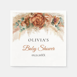 ボホ熱帯テラコッタブルゴーニュさび赤ちゃんシャワー スタンダードカクテルナプキン