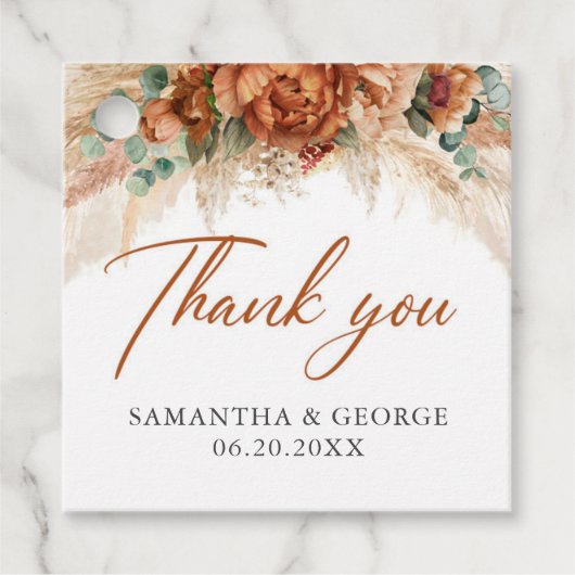 ボホ熱帯フローラの銅パンパスグラス結婚ズ フェイバータグ (正面)