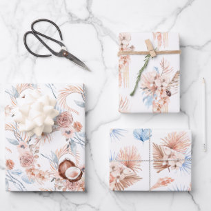 ボホ熱帯フローラ包装紙シート ラッピングペーパーシート