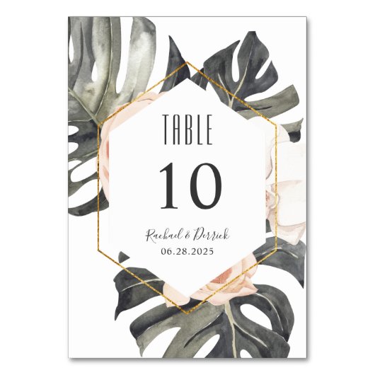 ボホ熱帯フローラ結婚または宴会 テーブルナンバー (正面)