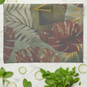 ボホ熱帯性モンスラのヤシの葉70年代の夏 キッチンタオル (折り畳み)