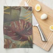 ボホ熱帯性モンスラのヤシの葉70年代の夏 キッチンタオル (四つ折り)