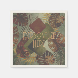 ボホ熱帯性モンスラのヤシの葉70年代の夏 スタンダードカクテルナプキン