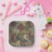 ボホ熱帯性モンスラのヤシの葉70年代の夏 ペーパープレート (パーティー)