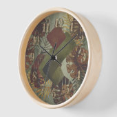 ボホ熱帯性モンスラのヤシの葉70年代の緑褐色 壁時計 (傾斜)