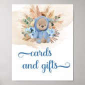 ボホ熱帯性少年テディベアのカードとギフトサイン ポスター (正面)