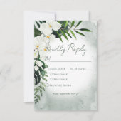 ボホ熱帯植物の水の結婚色 出欠カード (正面)