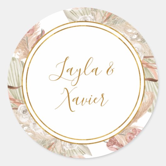 ボホ熱帯植物学 |の結婚封筒用シール ラウンドシール (正面)