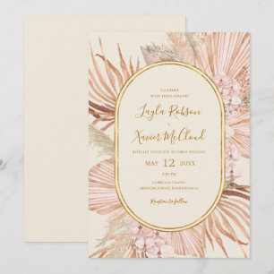 ボホ熱帯植物学 アイボリーカジュアル結婚の 招待状