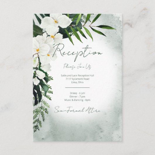 ボホ熱帯植物水彩披露宴結婚ズ エンクロージャーカード (正面)