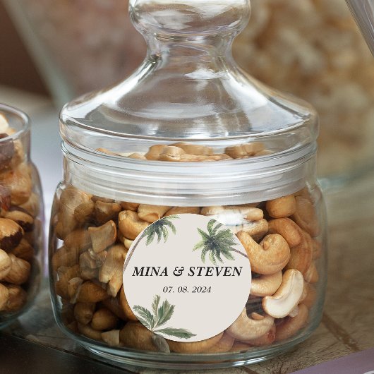 ボホ熱帯水カラーパームビーチ結婚式 ラウンドシール