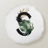 ボホ熱帯緑の手紙Sモノグラム ラウンドクッション (裏面)