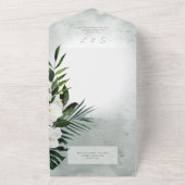 ボホ熱帯緑モダン緑QRコード オールインワン招待状 (外側)