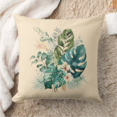 ボホ熱帯花葉と夏 クッション (ブランケット)