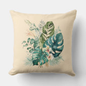 ボホ熱帯花葉と夏 クッション (正面)