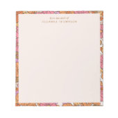 ボホ燃自然焼オレンジ色のフローラパーソナライズされた名 ノートパッド (正面)