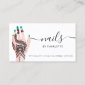 ボホ爪、 ネイルグリーンヘンナタトゥーイラストレーション 名刺 (正面)