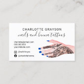 ボホ爪、 ネイルブルーヘナタトゥースイラストレーション 名刺 (裏面)