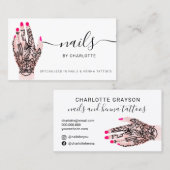 ボホ爪、 ネイル技術者ヘナタトゥースイラストレーション 名刺 (正面/裏面)