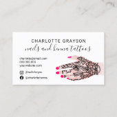 ボホ爪、 ネイル技術者ヘナタトゥースイラストレーション 名刺 (裏面)