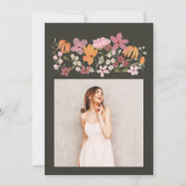 ボホ牧草地ワイルドフラワー写真Sweet 16 招待状 (裏面)