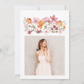 ボホ牧草地ワイルドフラワー写真Sweet 16 招待状 (裏面)