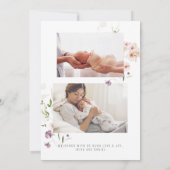 ボホ生まれたばかりのワイルドフラワーフォトコラージュガール誕生 案内状 (裏面)