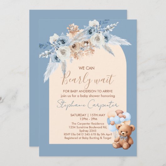 ボホ男の子の赤ちゃんシャワーを待つことができる 招待状 (正面/裏面)