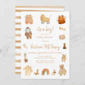 ボホ男の赤ちゃん服&トイベビーシャワー 招待状 (正面/裏面)