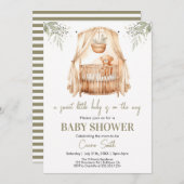 ボホ男女兼用グリーンリーベイビーシャワー 招待状 (正面/裏面)