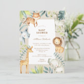 ボホ男女兼用サファリ動物の赤ちゃんシャワー 招待状 (スタンド正面)