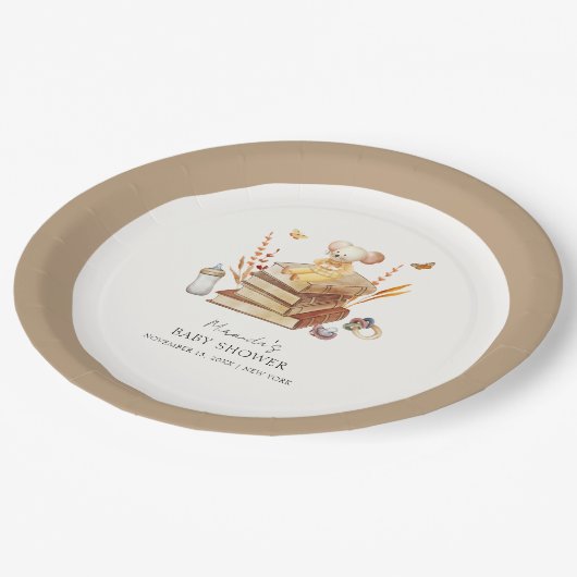 ボホ男女兼用ブックマウス赤ちゃんシャワー ペーパープレート (アングル)