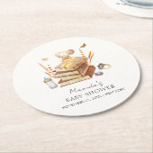 ボホ男女兼用ブックマウス赤ちゃんシャワー ラウンドペーパーコースター (アングル)