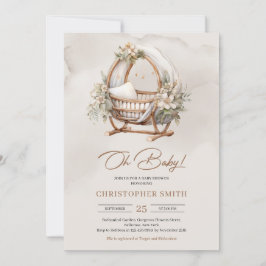 ボホ男女兼用ベビークリブブラウン&セージ葉 招待状