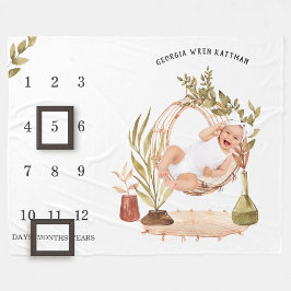 ボホ男女兼用ベビーマイルストーンブランケット フリースブランケット