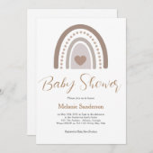 ボホ男女兼用レインボーベビーシャワー 招待状 (正面/裏面)