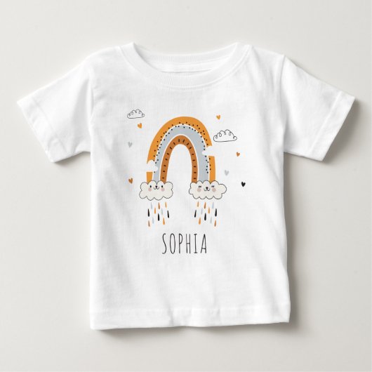 ボホ男女兼用レパーソナライズされたインボー ベビーTシャツ (正面)