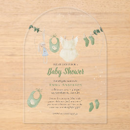 ボホ男女兼用ヴィンテージベビー素朴シャワー アクリル招待状