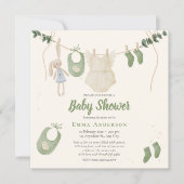 ボホ男女兼用ヴィンテージベビー素朴シャワー 招待状 (正面)