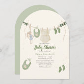 ボホ男女兼用ヴィンテージベビー素朴シャワー 招待状 (正面/裏面)