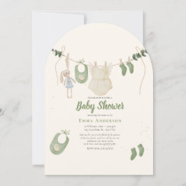 ボホ男女兼用ヴィンテージベビー素朴シャワー 招待状