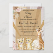 ボホ男女兼用ー動物の赤ちゃんシャワー 招待状 (正面)