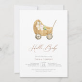 ボホ男女兼用子供部屋ハローベイビーシャワー 招待状 (正面)