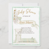 ボホ男女兼用水彩赤ちゃんシャワー 招待状 (裏面)
