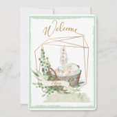 ボホ男女兼用水彩赤ちゃんシャワー 招待状 (正面)