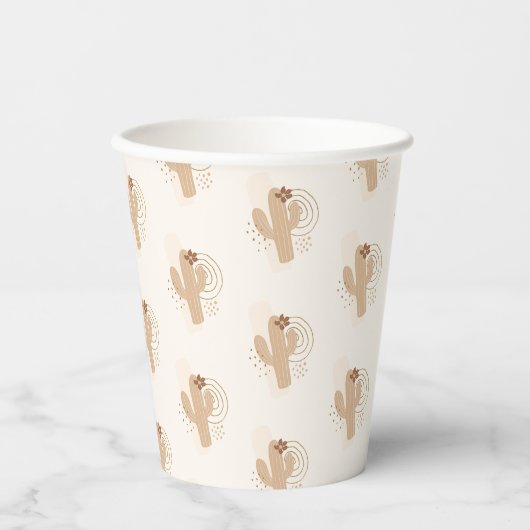 ボホ男女兼用砂漠サボテン赤ちゃんシャワー 紙コップ (正面)