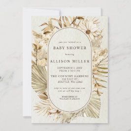 ボホ男女兼用素朴パンパスベイビーシャワー 招待状