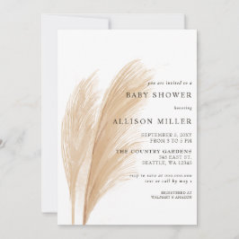 ボホ男女兼用素朴パンパスベイビーシャワー 招待状